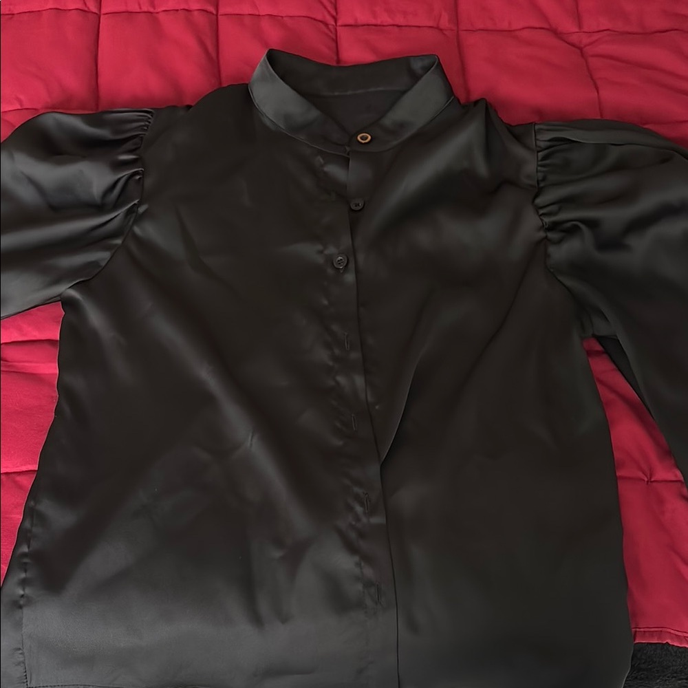 Elegant Black Satin Blouse